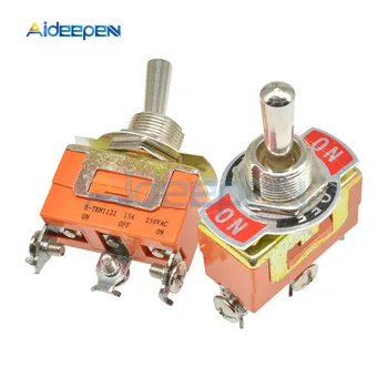 

E-TEN1122 Toggle Switch 3 Terminal ON-OFF-ON 3 Positions 3 Pin Swithes 250V 15A AC with 12mm Waterproof Switch Caps Orange