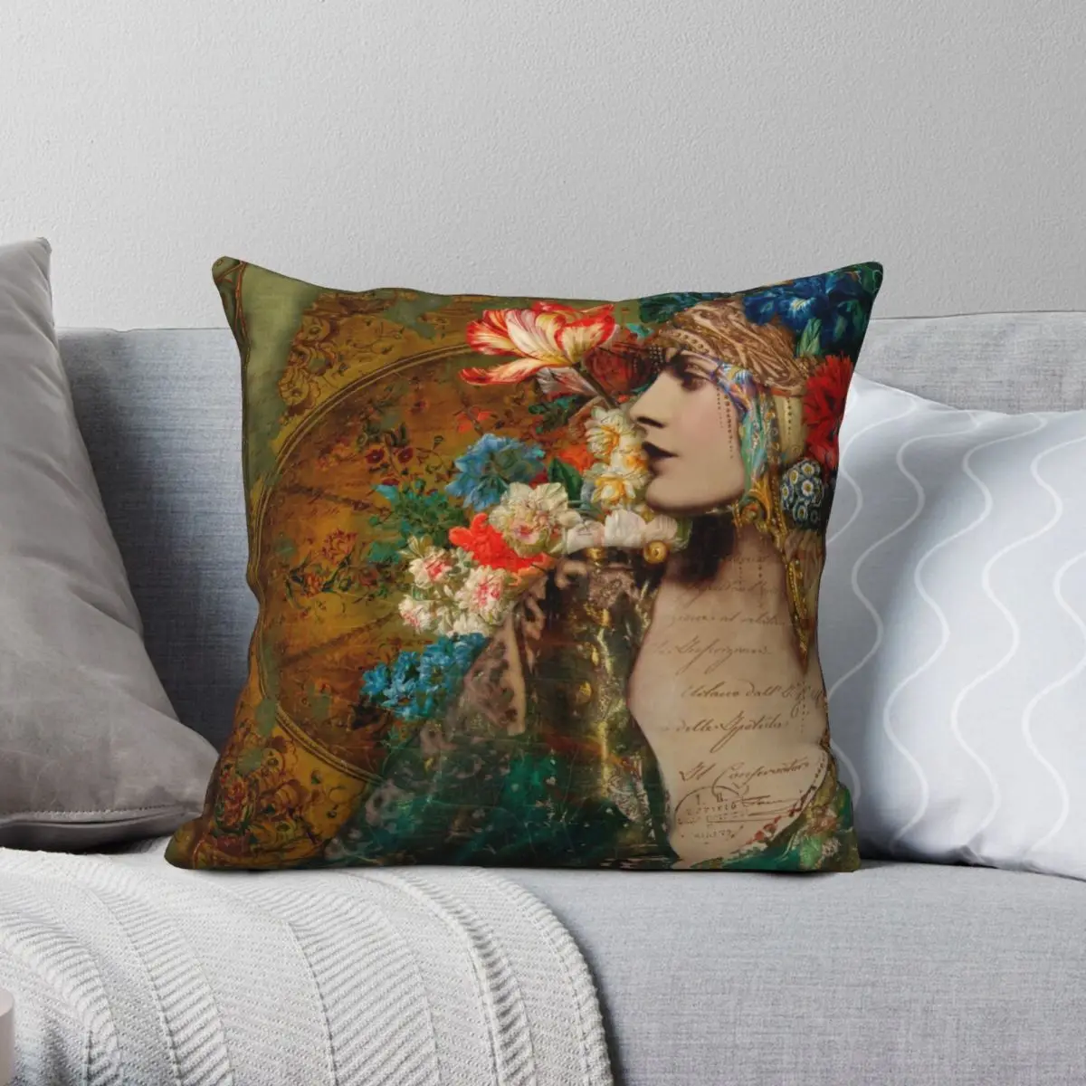 

Scheherezade Square Pillowcase Polyester Linen Velvet Creative Zip Decor Home Cushion Cover