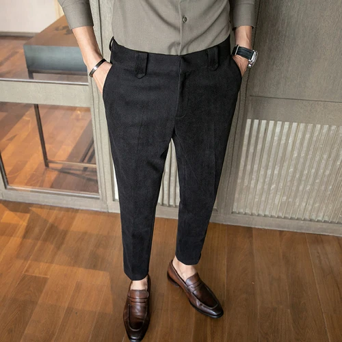 All season wool dress pants for men in a flat front styling  Baron Boutique