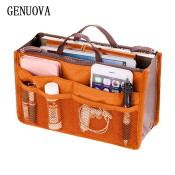 

Portable Double Zipper Cosmetic Bag Multifunctional Pockets Makeup Bag Toiletries Kits Insert Organizer Bag Travel Folding Tote