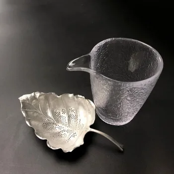 

New Tin Tea Strainers Filter Leaf Shaped Kung Fu Tea Tray Drainer Handmade Coffee Strainer Set Tools Teaware Kitchen Accessories