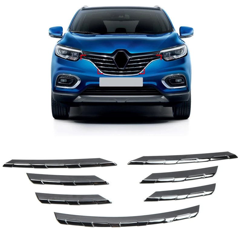 Для Renault Kadjar Нержавеющая сталь Передняя Центральная решетка литые полосы крышка отделка 7 шт. стайлинга автомобилей