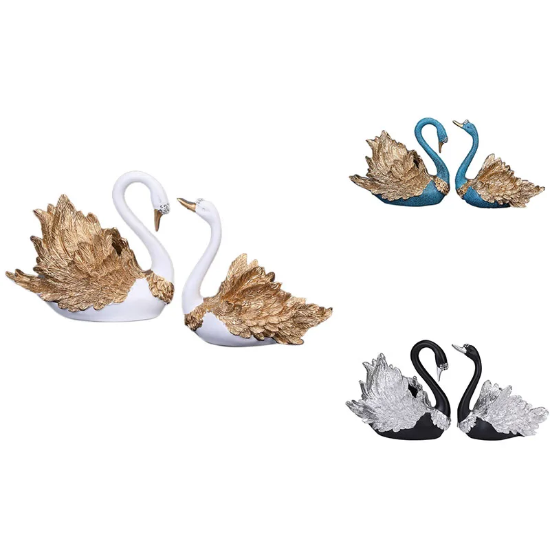 Home Decoration Accessories 1 Couple Of Swan Statue Decor Sculpture Modern Art Ornaments Wedding Gifts For Friend | Дом и сад