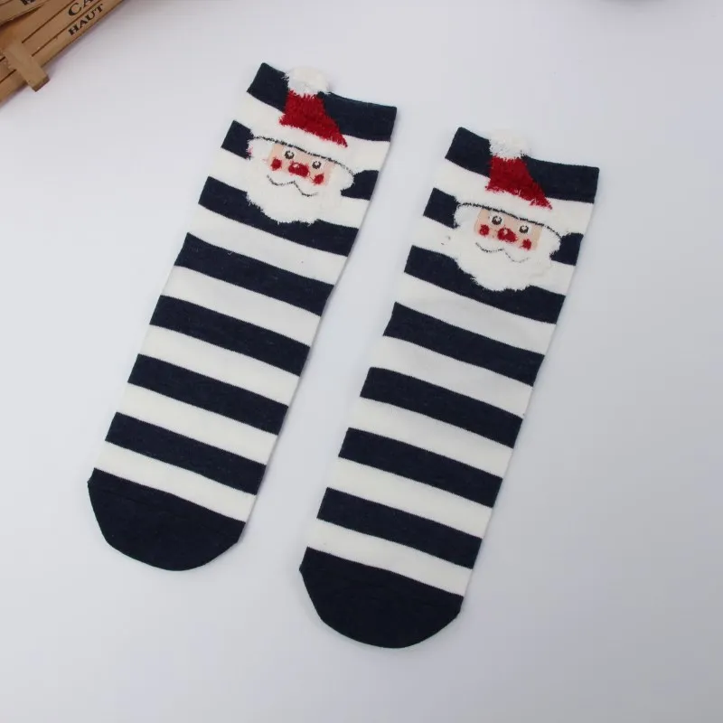 1 пара забавных Для женщин Носки Повседневное Зимний Рождественский Носки Олени Санта-Клауса; Носки хлопок мультфильм Утепленная одежда леди носки, подарок на Рождество