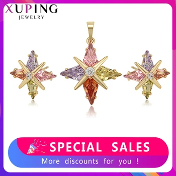 

Xuping Fashion Light Yellow Gold-color Plated Jewelry Sets for Women Romantic Style Anniversary Gifts 65208
