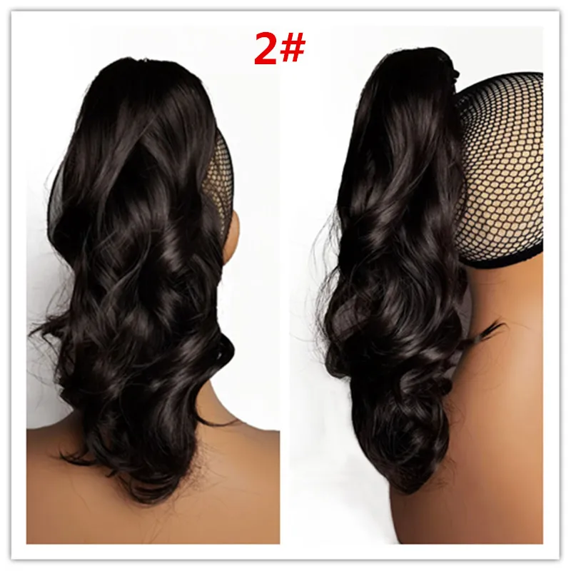 SuQ Long Curly Hair Extensions Ponytail Hair 14Inch Claw Clip On Wavy Heat Resistant Synthetic Pony Tail Fake Hairpiece