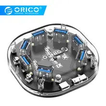 ORICO, прозрачный концентратор, высокая скорость, 7, 4 порта, USB 3,0, 5 Гбит/с, usb-хаб, портативный OTG концентратор, usb-разветвитель для Apple Macbook Air, ноутбука, ПК