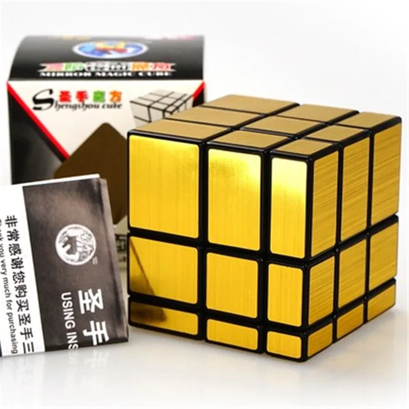 ShengShou S 3x3x3 магические кубики 57 мм зеркальные блоки с литым покрытием 3x3x3 магический куб скоростная головоломка Кубики Игрушки для детей Детский подарок - Цвет: Black Gold