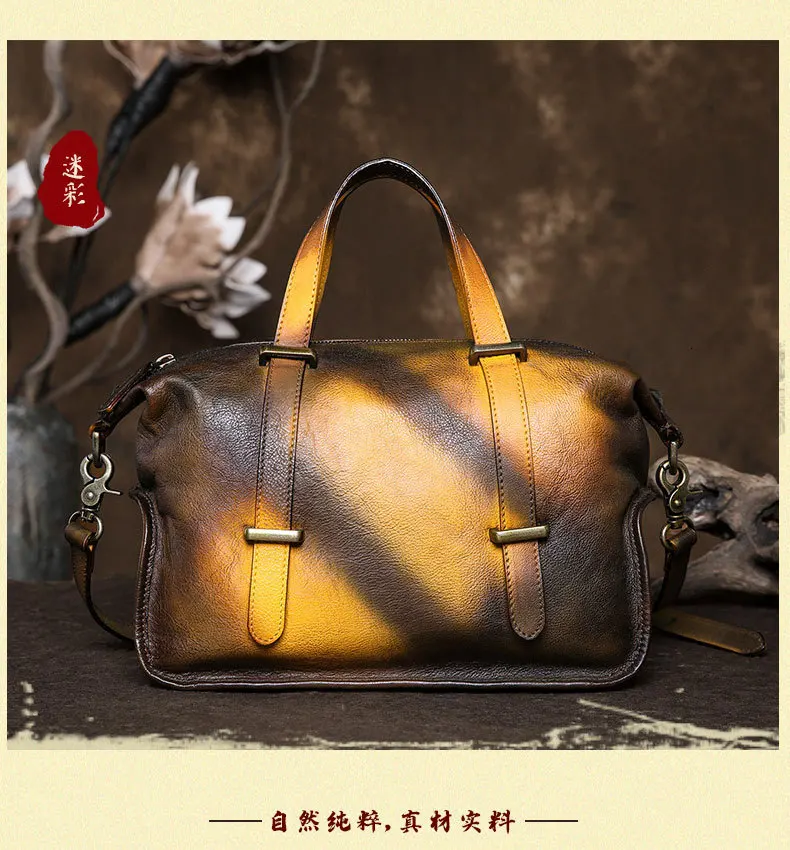 Ladies Genuine Leather Shoulder Bag Large Capacity Vintage Women's Handbags Luxury Hobos Design Women Business Trip Big Tote Bag