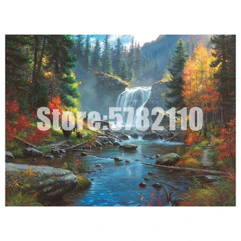 

100% DIY 5D Diamond Mosaic Fall Lakes & Rivers Waterfalls Handmade Diamond Painting Cross Stitch Diamond Embroidery Rhinestones