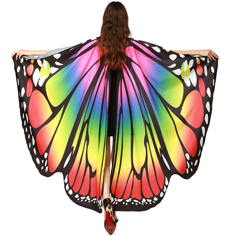 

Women Colorful Butterfly Dancing Wing Big Gems Neck Strap 360 Degree Rotating Large Wings Belly Dance Performance Accessories