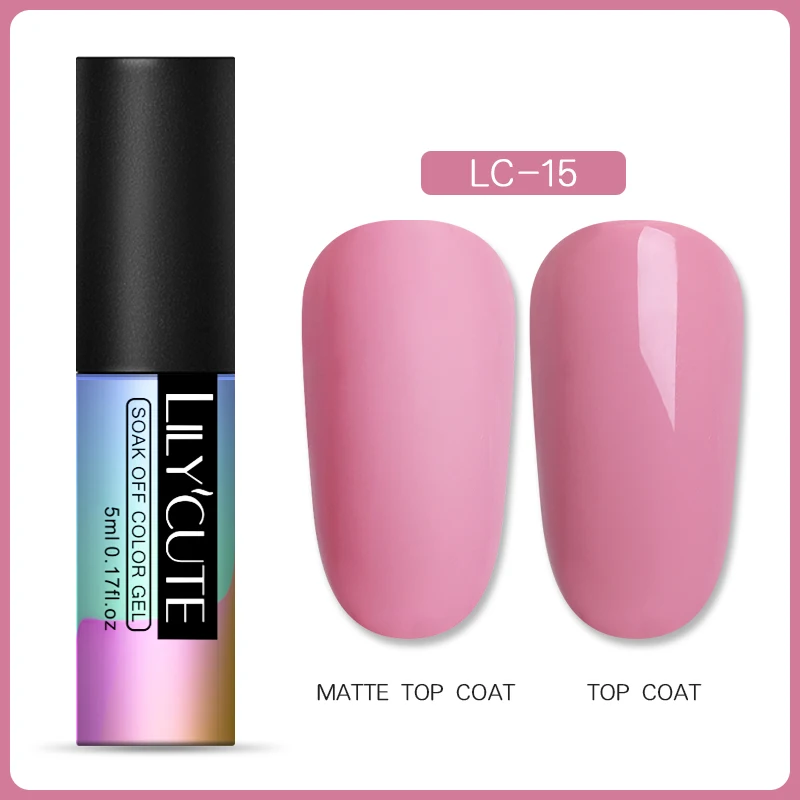 LC-15 LILYCUTE 5ml Matte Gel Polish Soak Off UV LED Gel Varnish Long Lasting Grey Pure Nail Color UV Nail Gel Varnish DIY Art Design - Цвет: LC-15