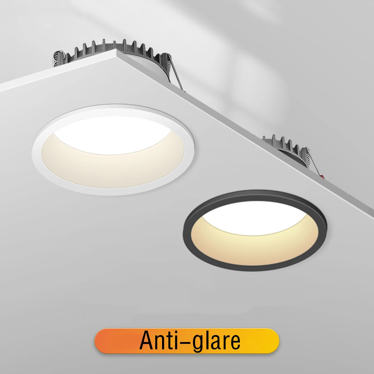 Recessed LED Downlight Anti-glare Black/White Dimmable Ceiling Light Bedroom Kitchen Tri-color Spotlight | Освещение