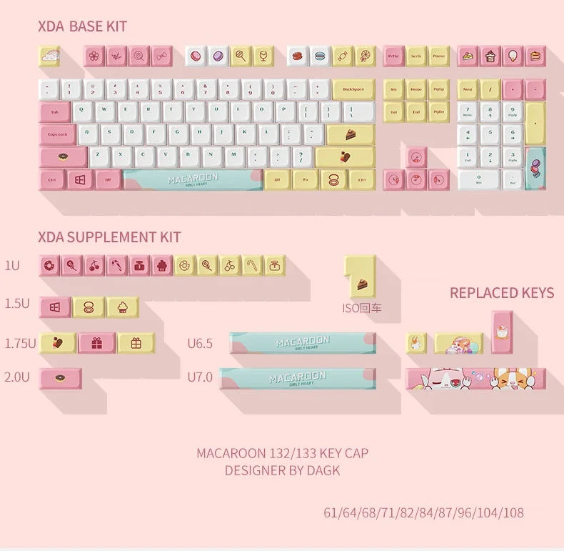 Candy Cute Pastel Kawaii Mechanical Keyboard MX Switch Keycaps Cherry / XDA - 6 - Kawaii Mix