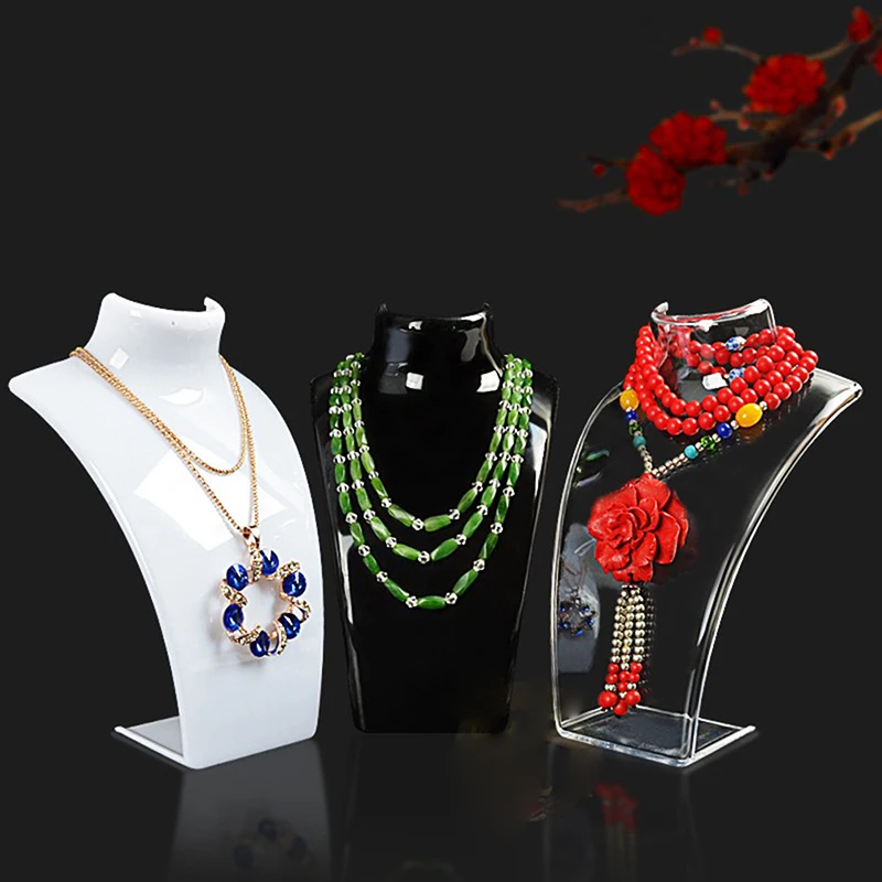 1PC 4 Colors Acrylic Mannequin Necklace Jewelry Display Holder Pendant Earrings Decorate Exhibition Display Stand Shelf beauty gift jewelry necklace pendant earring display stand holder show resin mannequin bust decorate jewelry display shelf