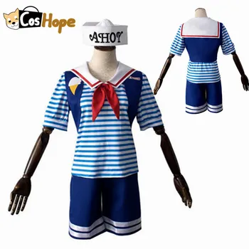 

Robin Scoops Ahoy Stranger Things Cosplay Halloween Costume for Adults Blue Sailor Suit Uniform Women Girls Outfit