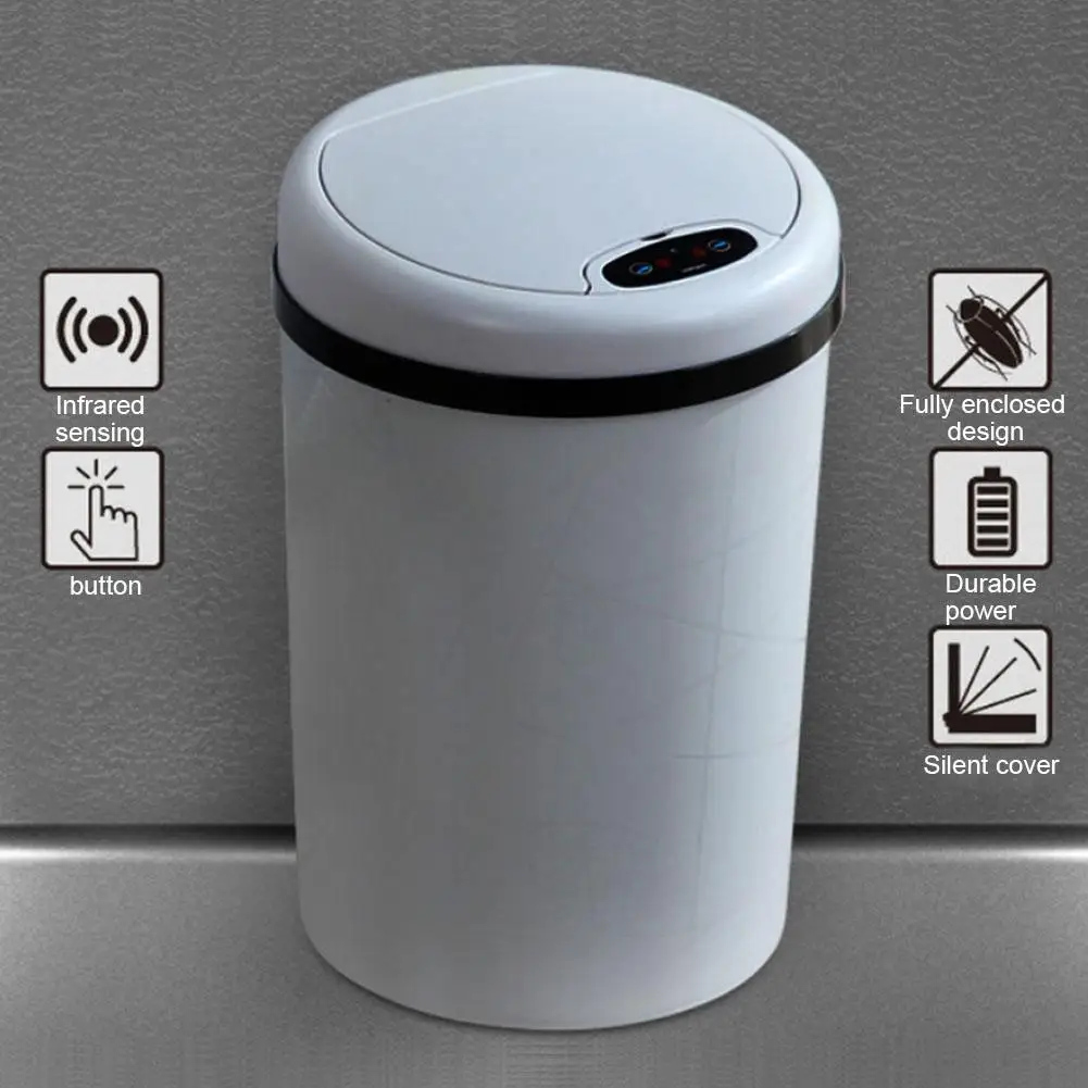  Intelligent Induction Flip Type Trash Can Electric Fully Automatic Garbage Bin with Cover for Livin - 4000531269575