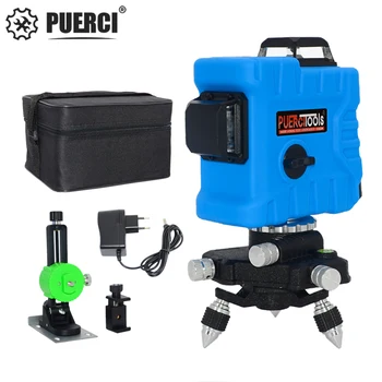 

PUERCI P7CG 12 Lines 3D Laser Level Self-Leveling 360 Degrees Horizontal and Vertical Cross Super Powerful GREEN Laser Beam