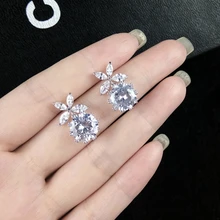 Южная Корея S925 серебро личности Простые серьги с цветами и серьги подарок фестиваль День рождения