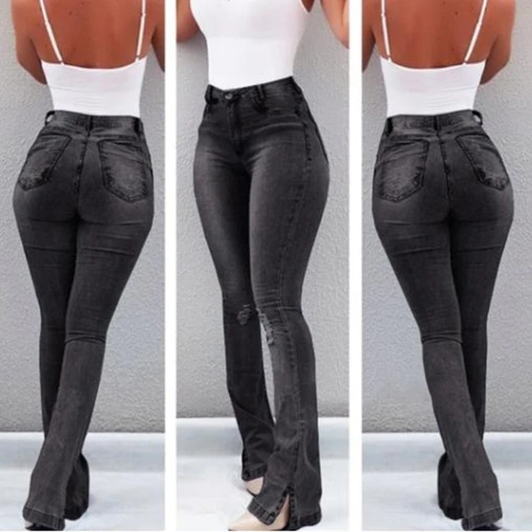 Nieuw Vrouwen Skinny Hole Broek Midden 