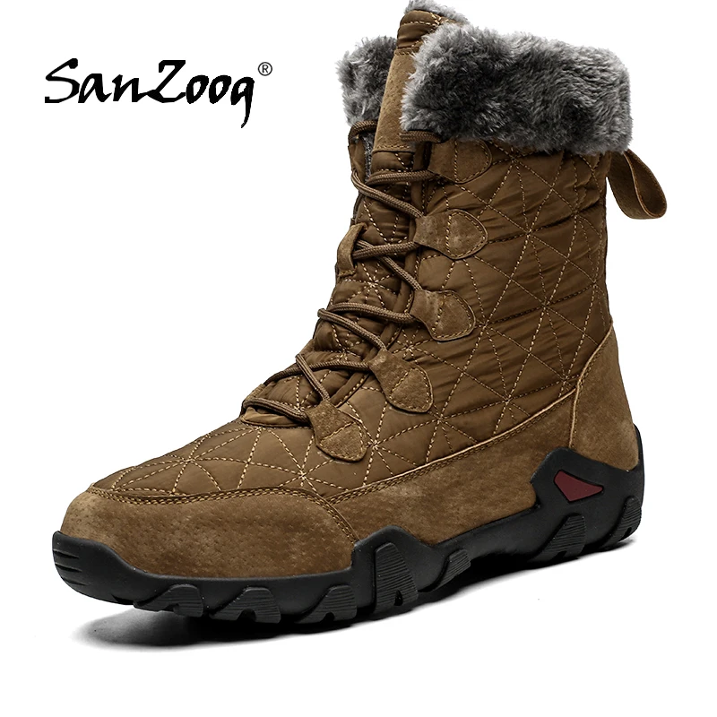 Sanzoog Winter Men Plush Calf Waterproof Snow Boots High Top Snowboots Botas Hombre Botte Homme Erkek Kar Botu Bototos Outdoor