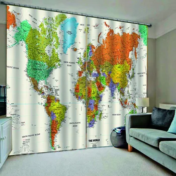

Vintage map curtains 3D Curtain Luxury Blackout Window Curtain Living Room