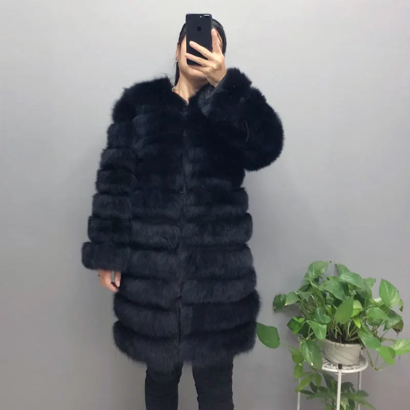 Womens winter warm Real fox fur coat Long 2020 new