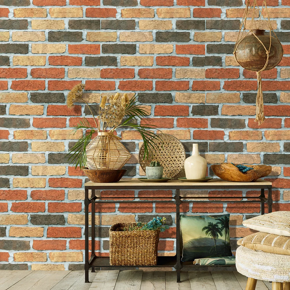

Vintage Waterproof Brick Pattern Wallpaper Roll Diy Self Adhesive Peel and Stick Wallpaper Living Room Bedding Room Wall Decor