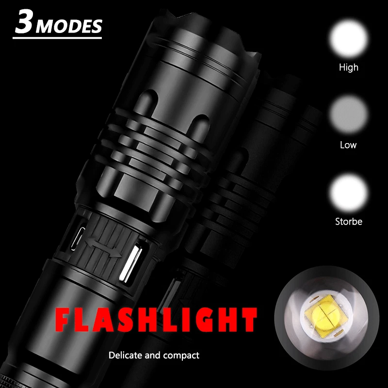 POCKETMAN самый яркий фсветильник hp50.2 мощный фонарик 18650 usb фонарь xhp50 охотничий