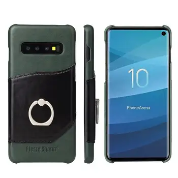 

For Samsung Galaxy S10 Plus Case Genuine Leather Phone Case Card Solt & Finger Ring bracket For Samsung Galaxy S10 S10E Cover
