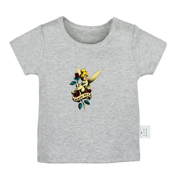 

Cute Tinker Bell Is Surrounded by Roses Design Newborn Baby T-shirts Toddler Graphic Short Sleeve Tee Tops