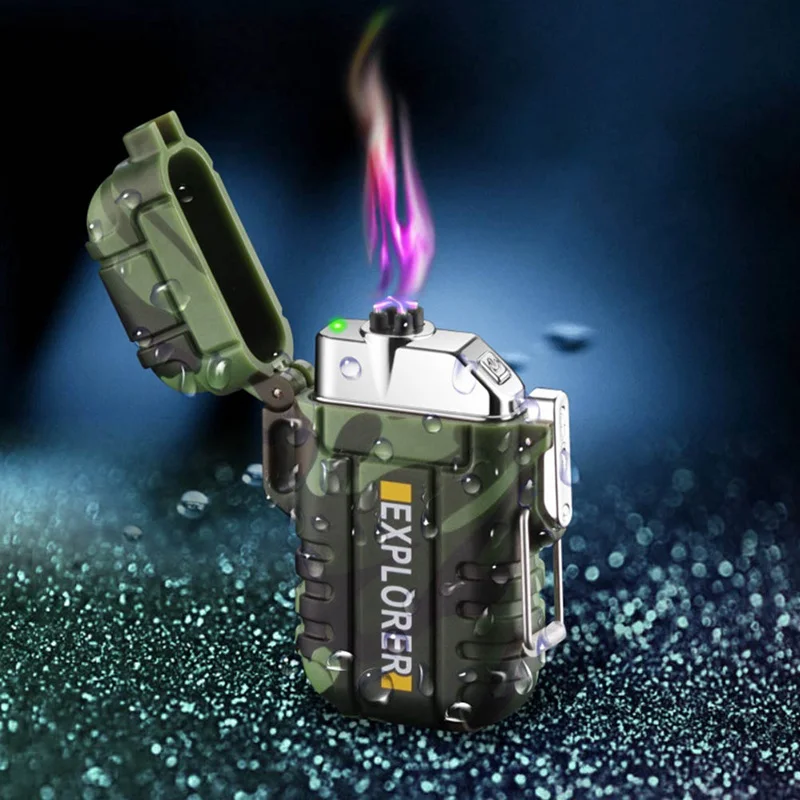 Водонепроницаемая USB плазменная Зажигалка двойная дуга для наружного кемпинга Спортивная Зажигалка для курения