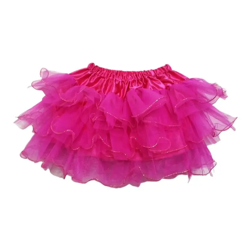 Hot Pink Для девочек, для балета танцевальная мини-юбка юбка-пачка многоуровневый взъерошенный блестящая отделка из пышного тюля пачка для Хэллоуина вечерние торт для девочек, платья, юбка-американка, От 3 до 10 лет - Цвет: Hot Pink