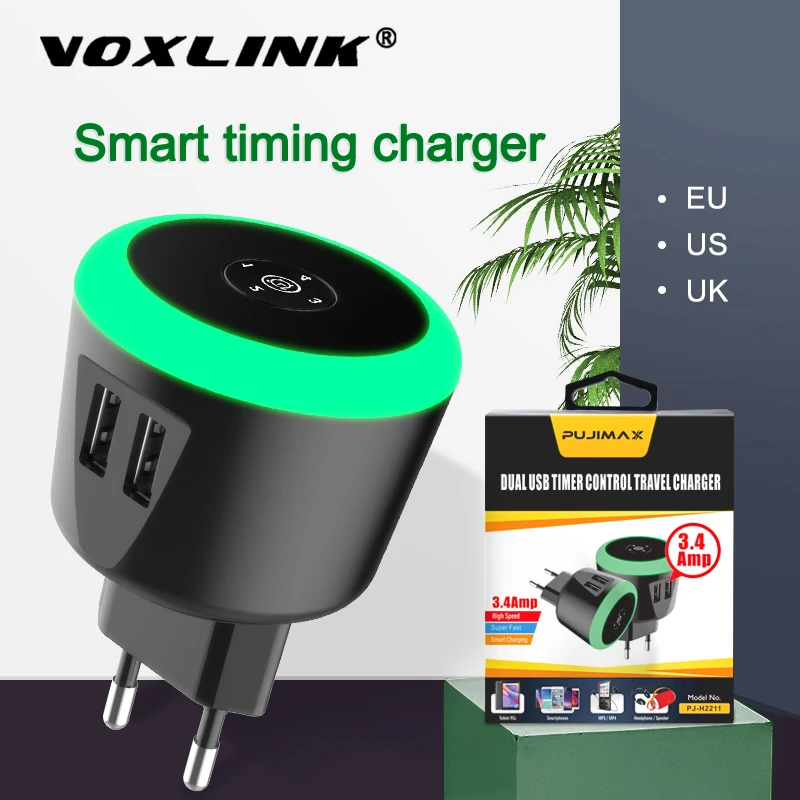 Зарядное устройство USB VOXLINK 5 в А со светодиодным таймером умное дорожное зарядное