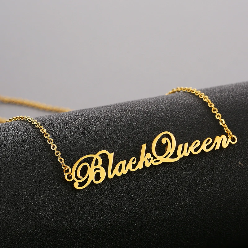 

2 Gold Color Baby Name Necklace Personalized Custom Letter Stainless Steel Chain Pendant For Women Man Jewelry Accessories Gift
