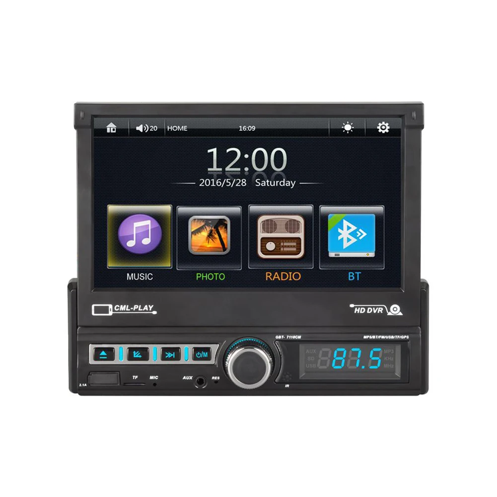 

1 DIN 7inch Touch Screen Auto USB Capacitive Electronic Stereo Car MP5 Player Rear View Hands Free Universal With Parking Camera