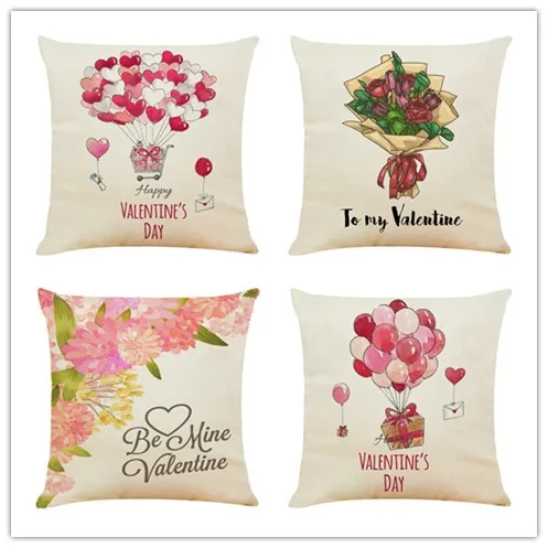 

Happy Valentine's Day Throw Pillow Case Rose Sweet Love Pillow Cushion Cover High Quality Support