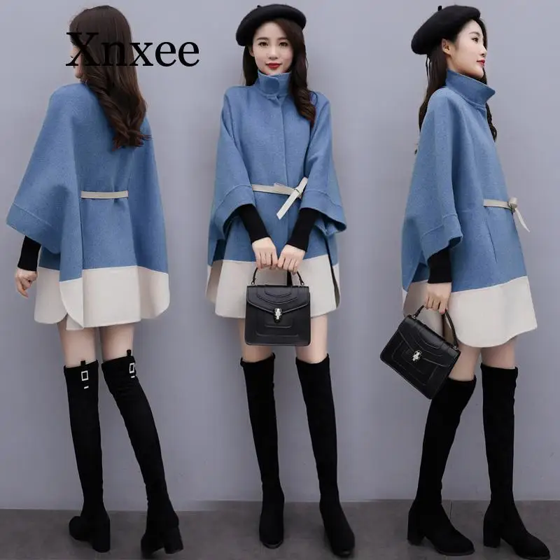 

Autumn and winter cloak color matching woolen female 2020 spring and autumn new net red woolen