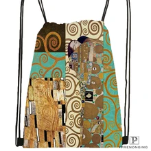 Пользовательские художники-Gustav-Klimt походная сумка на шнурке для мужчин и женщин милый рюкзак дети ранец(черная спина) 31x40 см#180531-01-13