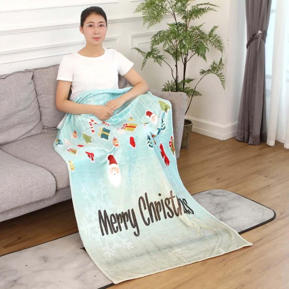 OUNEED Christmas Blanket Flannel Fabric Sofa Bed Blanket 150x200CM Warm Soft Throw Travel Patchwor Winter Bedspread Blanket#45