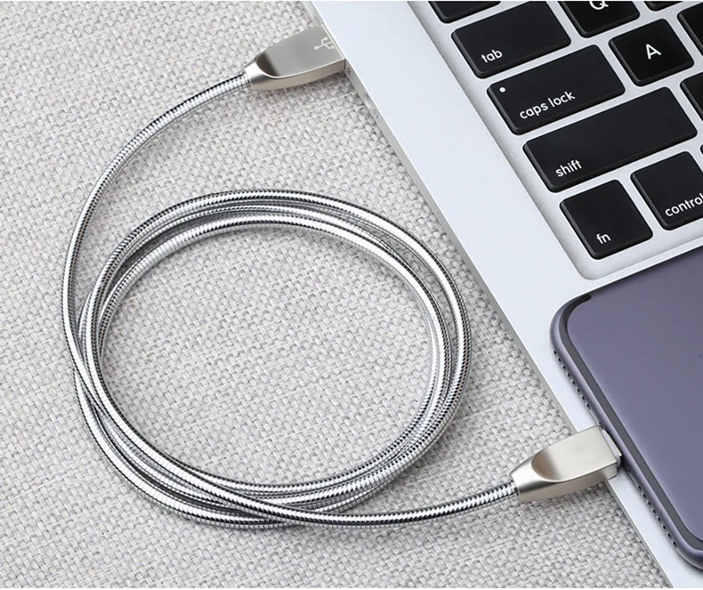 Zinc USB Cable 5V 2.4A Fast Charging Metal Braide Type C Micro USB Charger Cable Spring Wire Cord for Samsung Xiaomi Huawei usb quick charge