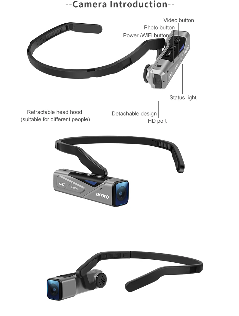 ショッピング Ordro EP7 最新型 4K 60FPS ビデオカメラ ウェアラブル式 