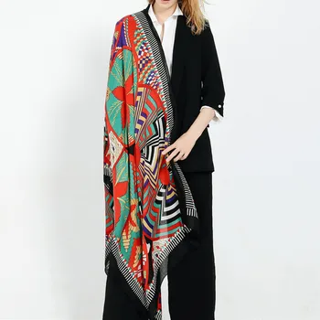 

Women Scarf For Lightweight Flower Plaid Pattern Print Cotton Tassel Long Neck Warm Shawl Scarf Echarpe Hiver Femme