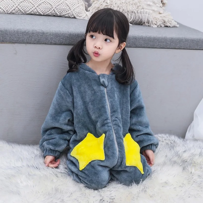 CROAL CHERIE Fashion Fleece Kids Boys Romper Jumpsuit Cute Star Kids Girls Boys Romper Children Warm Sleeping Home Clothing   (9)