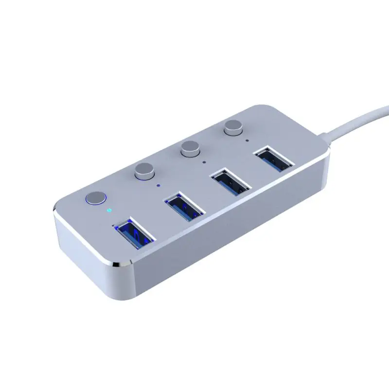 Алюминий 4 Порты и разъёмы USB 3,0 концентратор высокой Скорость USB разветвитель с индивидуальным включения/выключения D08B
