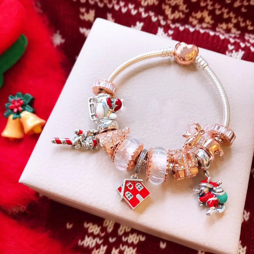 

High Quality 1:1 100%925 Pure Silver White Glaze Beads Old Man Deer Pattern Bracelet Free Shipping