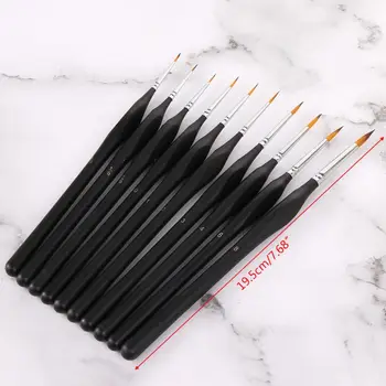 

10pcs/set Professional Fine Detail Painting Miniature Brush for Hool Line Acrylic Watercolor Oil Drawing Art Supplies
