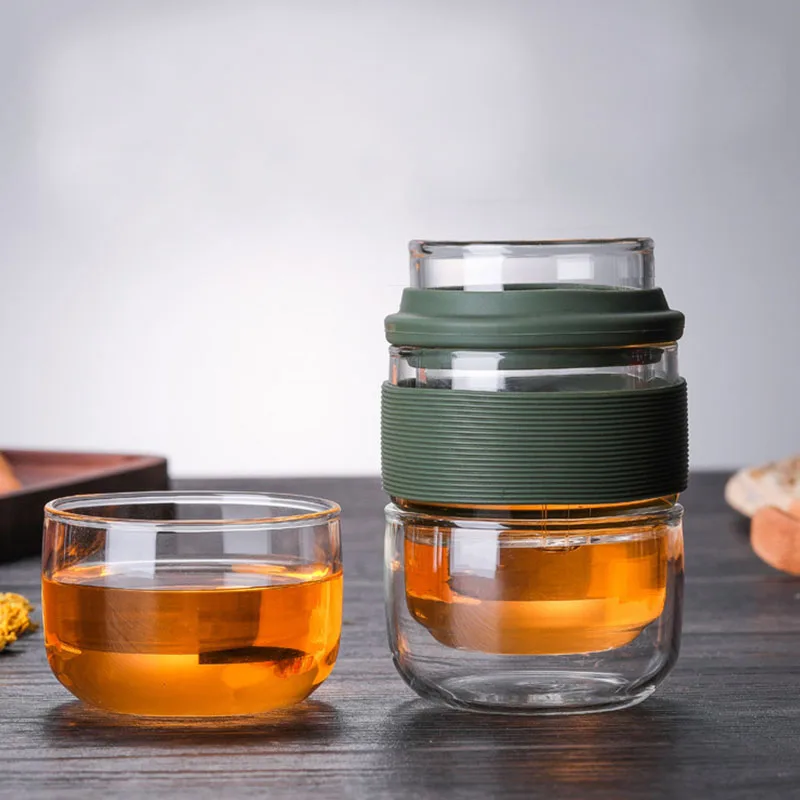 Travel Teaware Sets Heat-resistant glass Teapot with Small Glass Filter Flower Tea Portable Teawares with Carring Cases