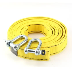 Corde de remorquage pour remorque de voiture, 5M, 8 tonnes, haute résistance, sangle de récupération, élingue plate avec crochets en forme de U, pour voiture, camion, Suv 