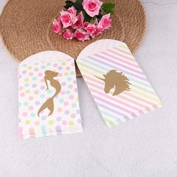 

10Pcs/lots Unicorn Rainbow Color Mermaid Paper Jewelry Packaging Bag Gift Bags & Pouches Jewelry Packing Bags